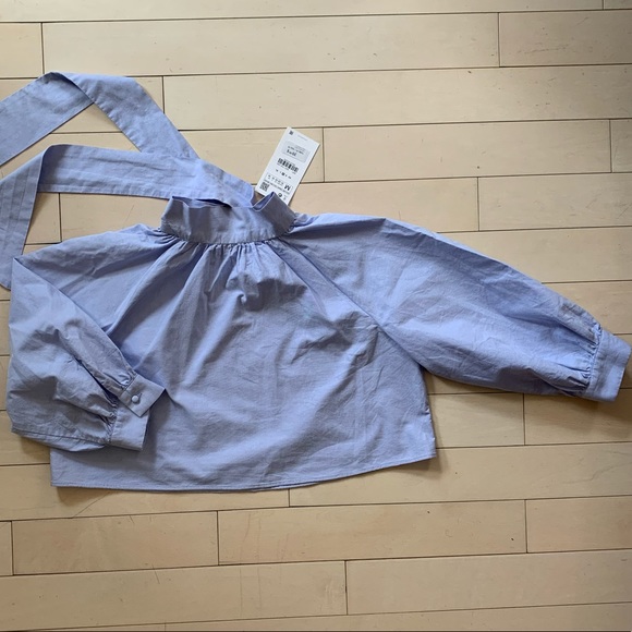 ZARA 💯 Cotton Boxy Cropped Blouse w/puffed sleeve - Picture 6 of 12